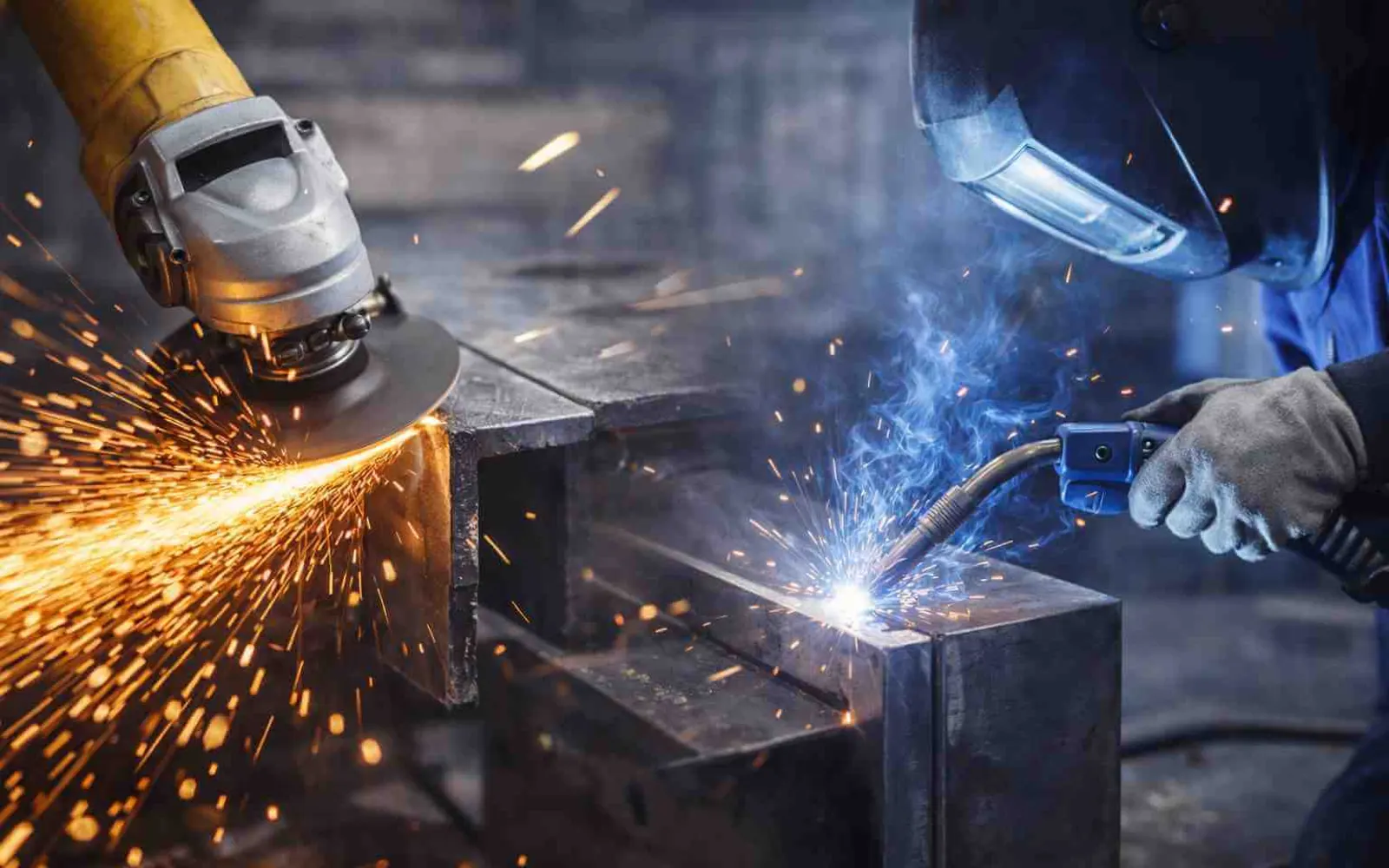 Welding and grinding a sheet metal fabrication in Pune