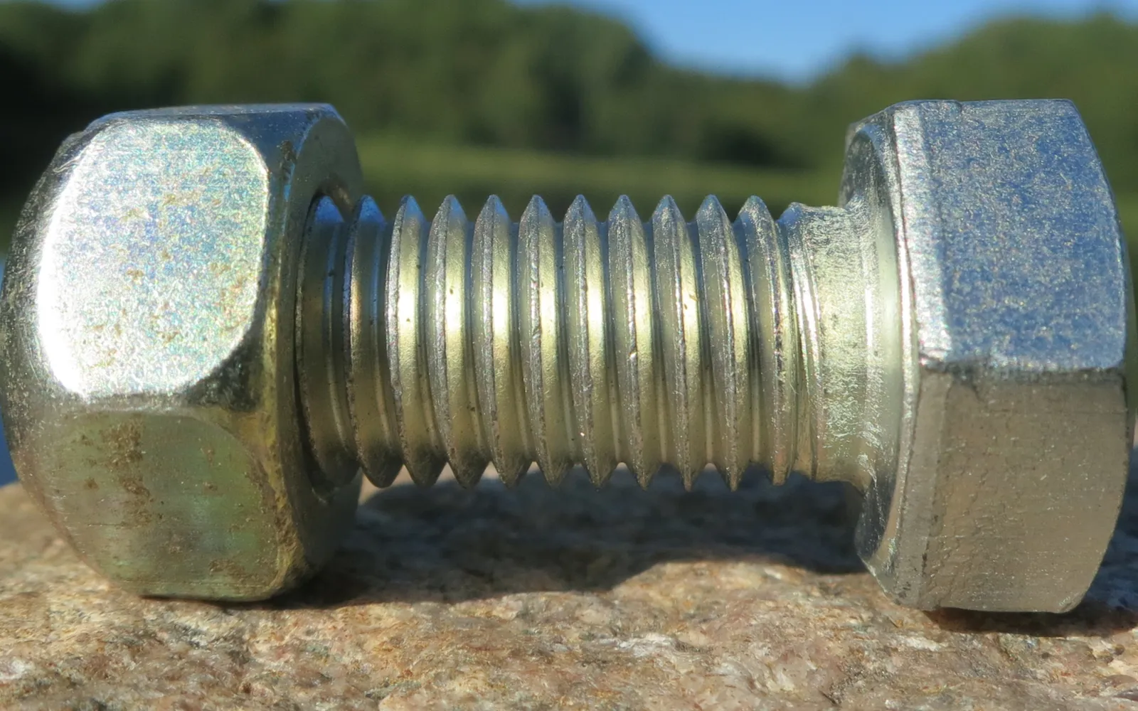 Zinc-plated steel bolt and nut